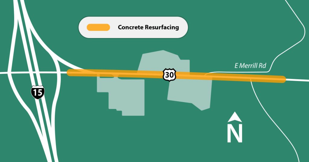 Map showing construction zone.