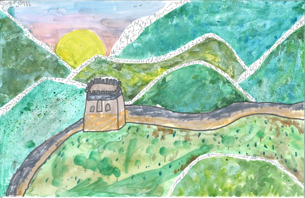 A child's drawing of the Great Wall of China.