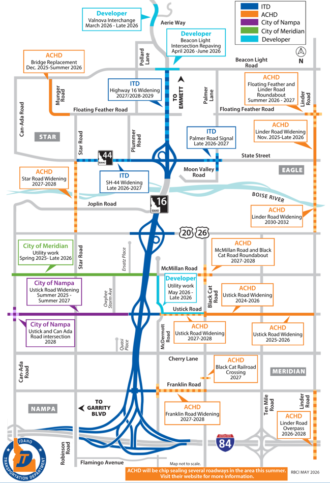 Map of current and planned projects near the State Highway 16 project.