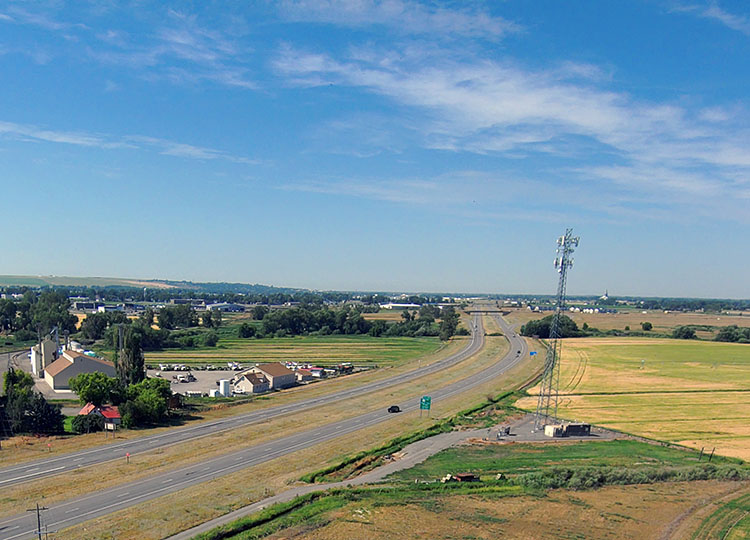 Aerial view of US-20 near Sugar City