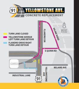 Map showing detours in the project area
